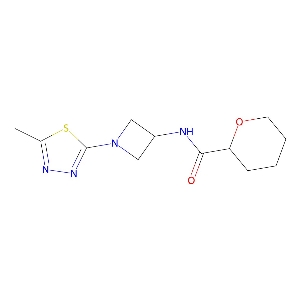 N-[1-(5-Methyl-1,3,4-thiadiazol-2-yl)azetidin-3-yl]oxane-2-carboxamide molecular structure, CAS 2415553-31-8