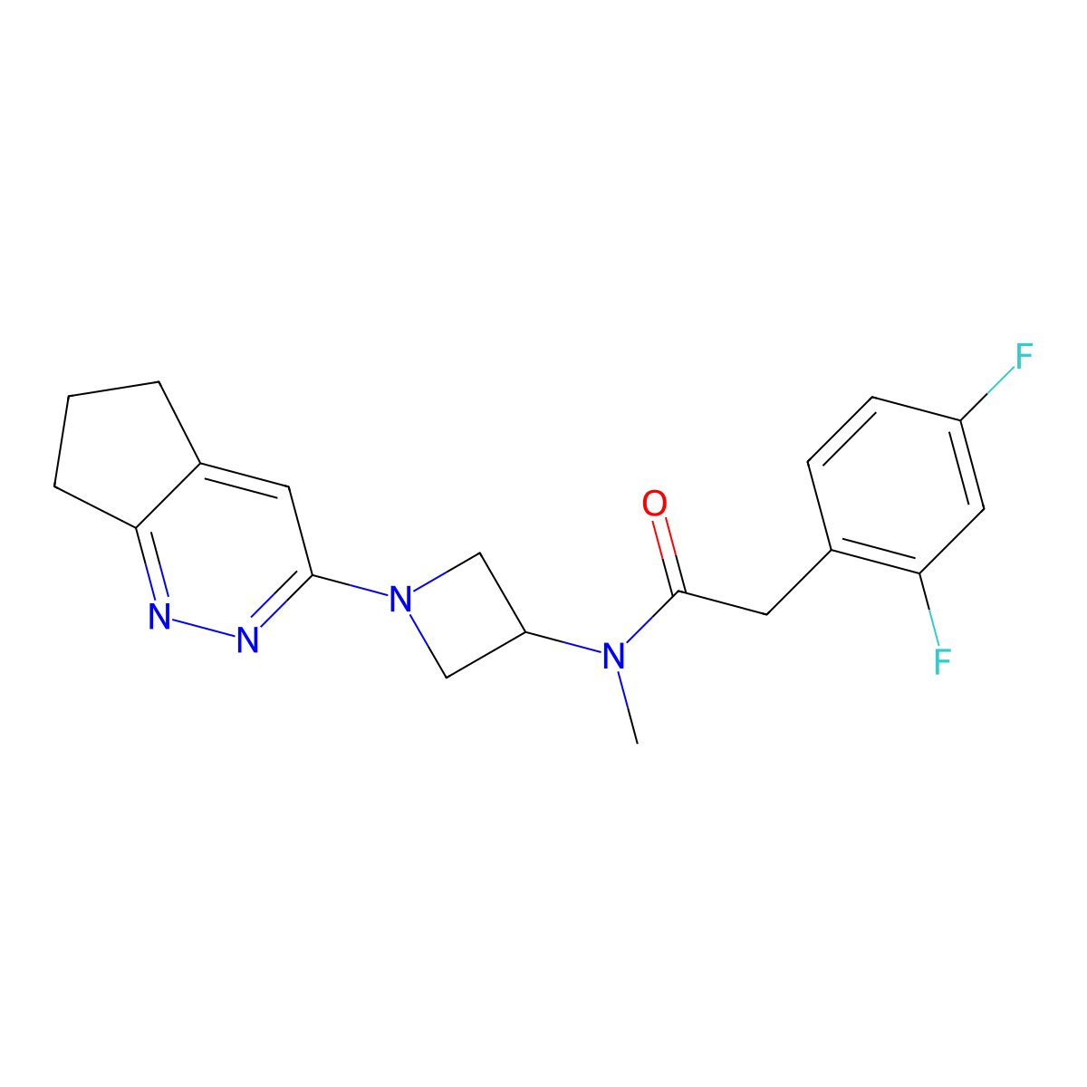 N-(1-{5H,6H,7H-cyclopenta[c]pyridazin-3-yl}azetidin-3-yl)-2-(2,4-difluorophenyl)-N-methylacetamide molecular structure, CAS 2415553-40-9