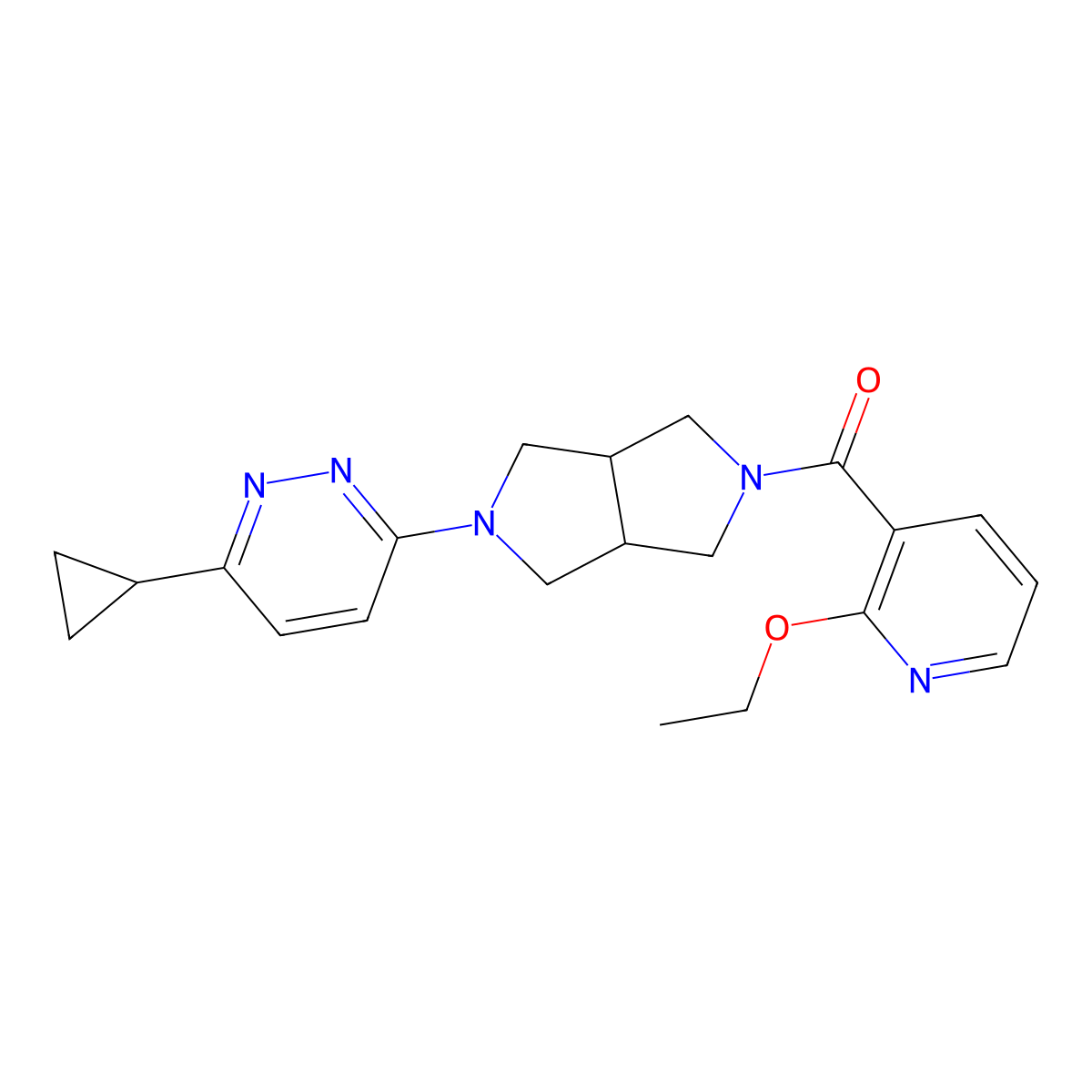 3-Cyclopropyl-6-[5-(2-ethoxypyridine-3-carbonyl)-octahydropyrrolo[3,4-c]pyrrol-2-yl]pyridazine molecular structure, CAS 2415553-43-2