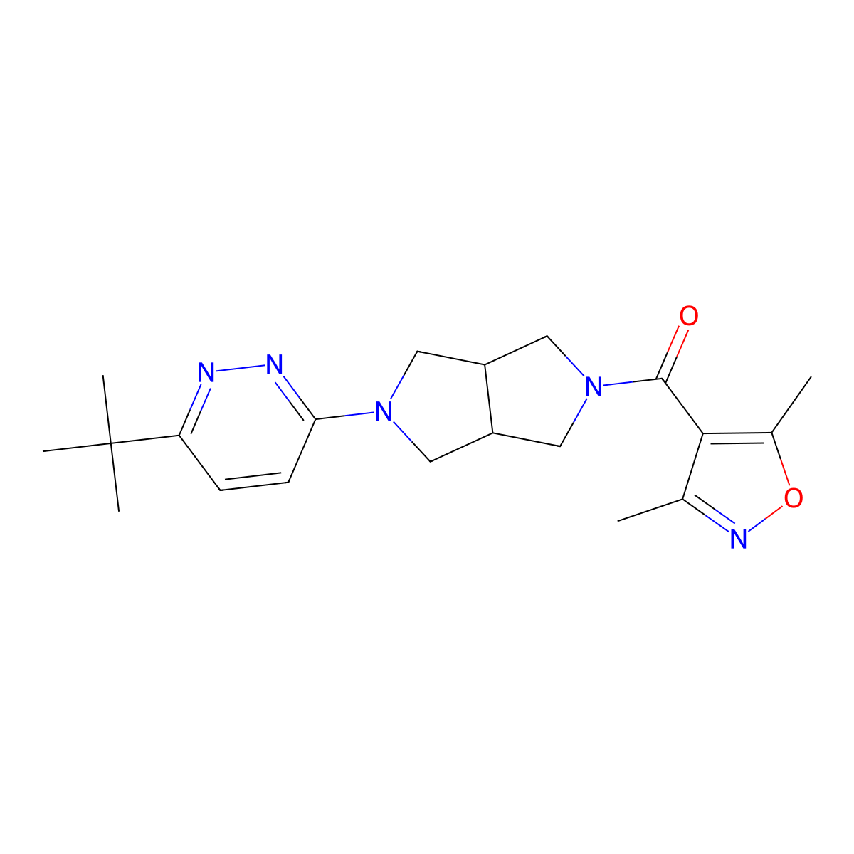 3-Tert-butyl-6-[5-(3,5-dimethyl-1,2-oxazole-4-carbonyl)-octahydropyrrolo[3,4-c]pyrrol-2-yl]pyridazine molecular structure, CAS 2415553-49-8