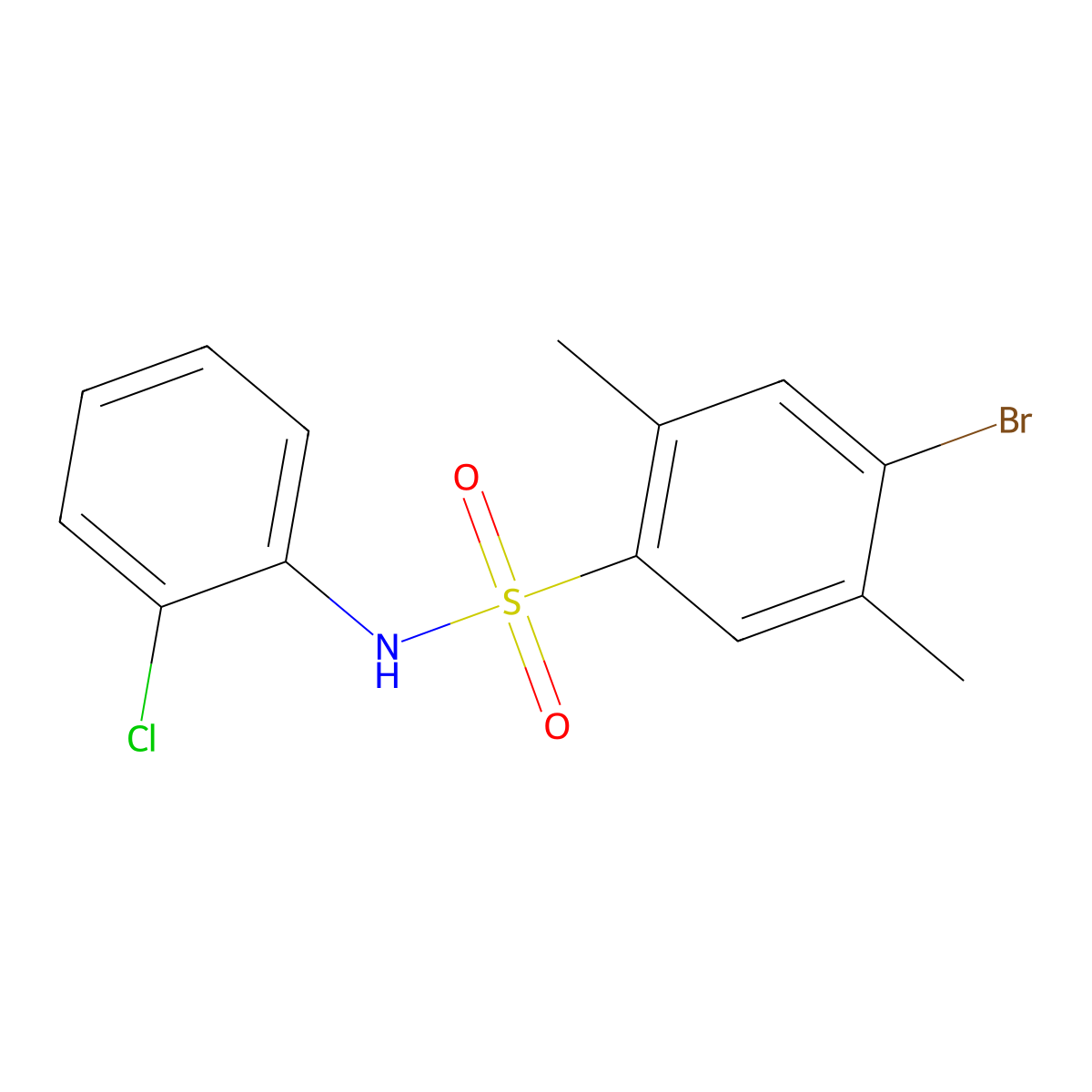 4-bromo-N-(2-chlorophenyl)-2,5-dimethylbenzene-1-sulfonamide molecular structure, CAS 2415553-50-1