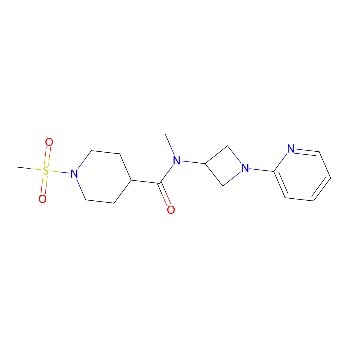 1-methanesulfonyl-N-methyl-N-[1-(pyridin-2-yl)azetidin-3-yl]piperidine-4-carboxamide molecular structure, CAS 2415553-51-2