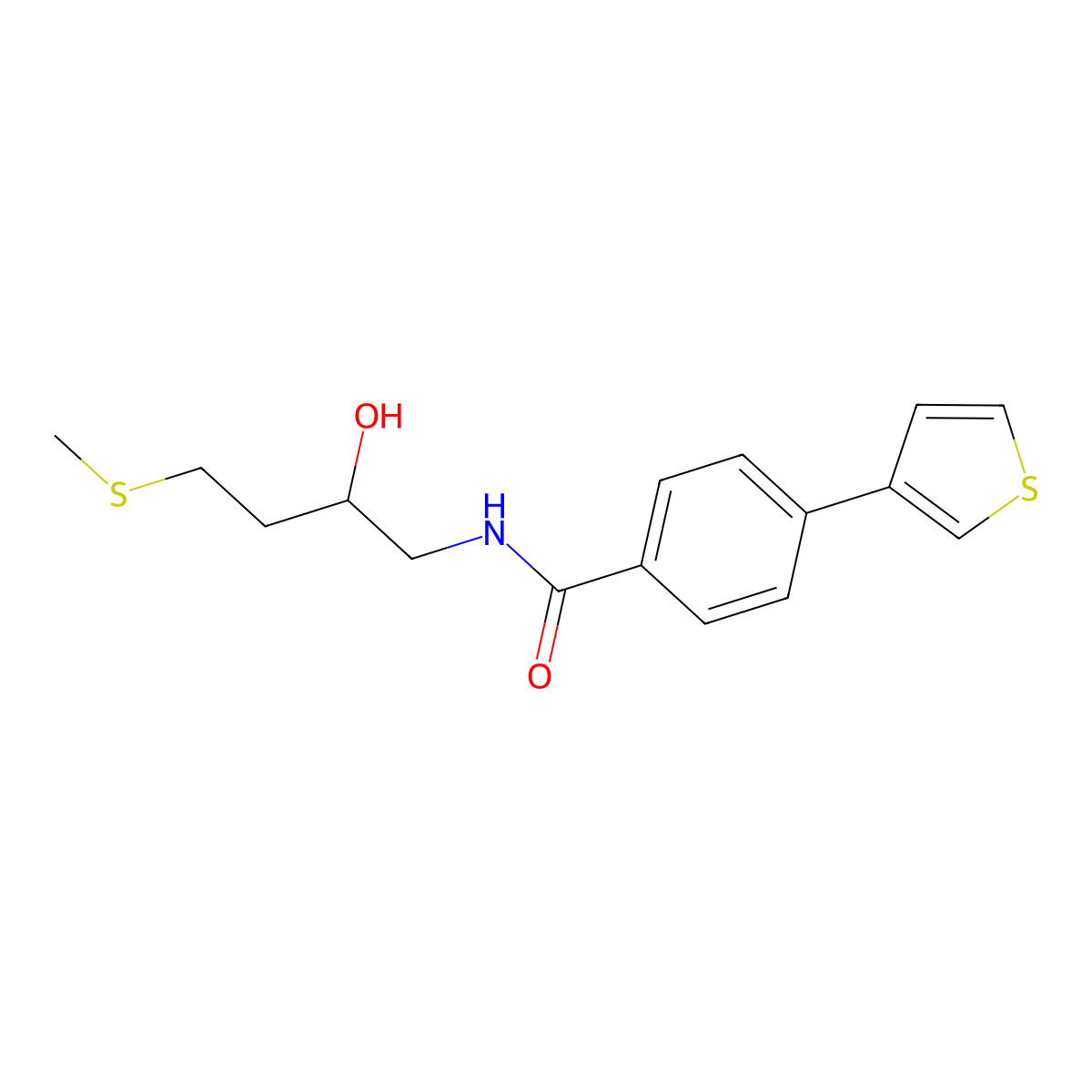 N-[2-hydroxy-4-(methylsulfanyl)butyl]-4-(thiophen-3-yl)benzamide molecular structure, CAS 2415553-57-8