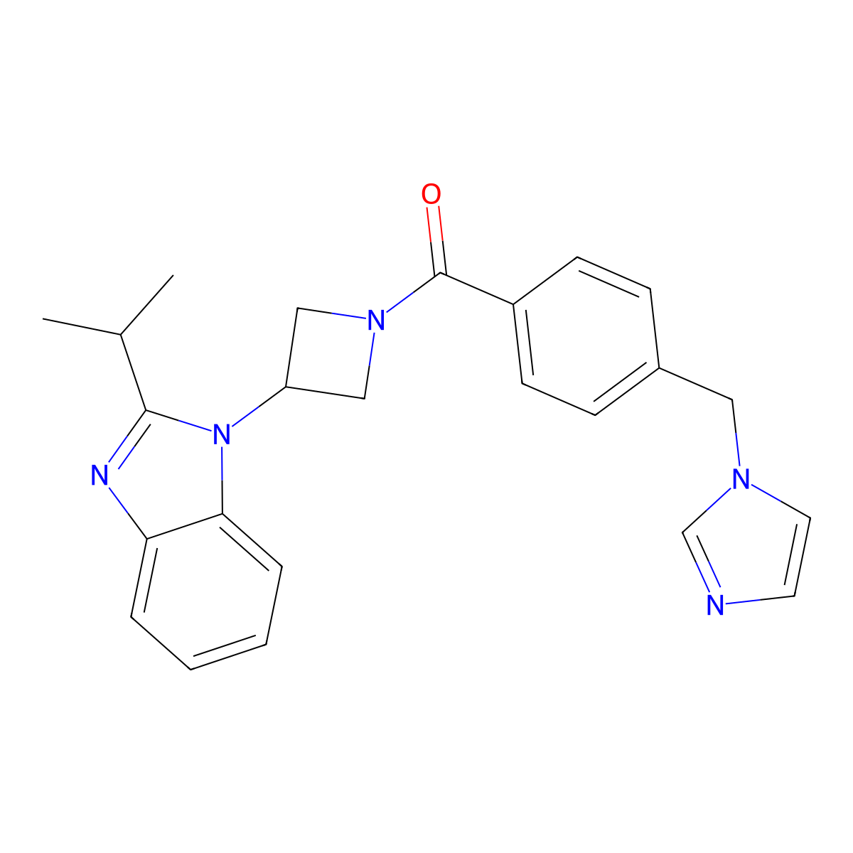 1-(1-{4-[(1H-imidazol-1-yl)methyl]benzoyl}azetidin-3-yl)-2-(propan-2-yl)-1H-1,3-benzodiazole molecular structure, CAS 2415553-58-9