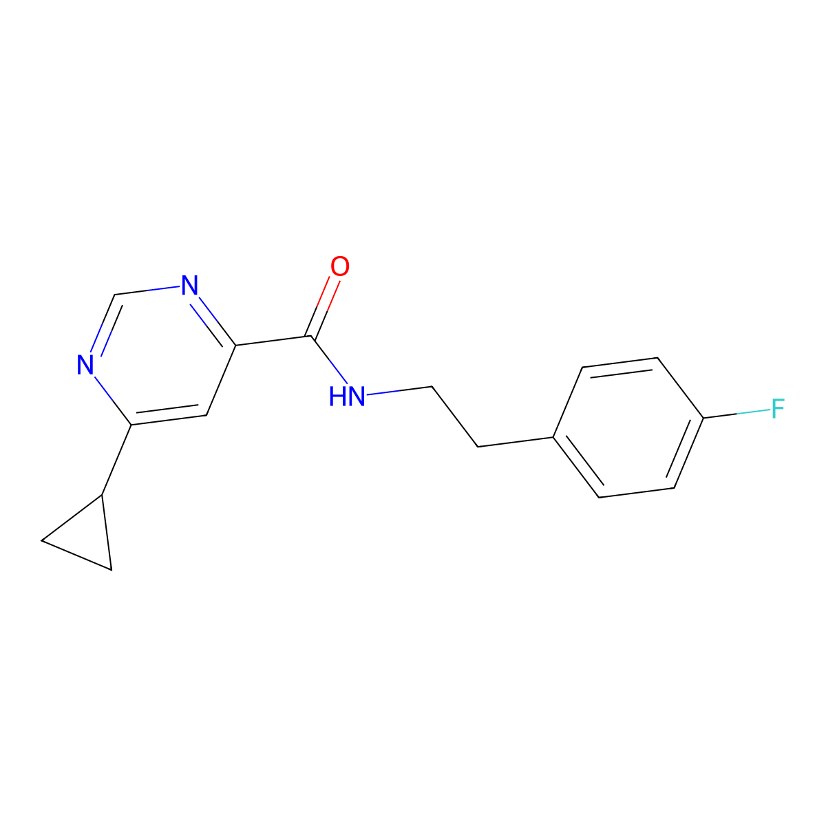 6-Cyclopropyl-N-[2-(4-fluorophenyl)ethyl]pyrimidine-4-carboxamide molecular structure, CAS 2415553-59-0