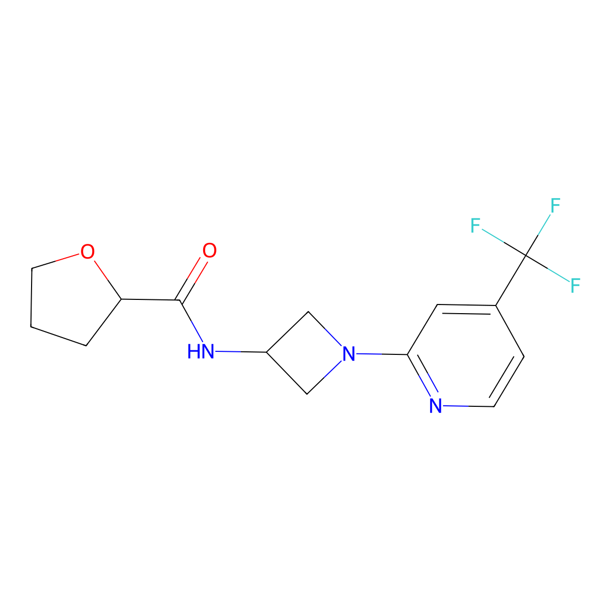 N-{1-[4-(trifluoromethyl)pyridin-2-yl]azetidin-3-yl}oxolane-2-carboxamide molecular structure, CAS 2415553-61-4