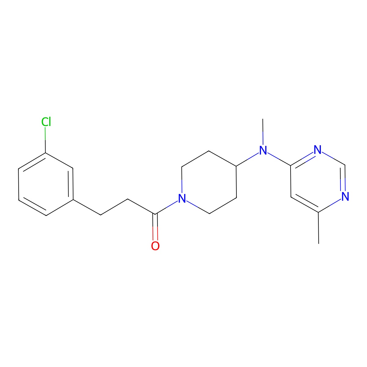 3-(3-Chlorophenyl)-1-{4-[methyl(6-methylpyrimidin-4-yl)amino]piperidin-1-yl}propan-1-one molecular structure, CAS 2415553-62-5
