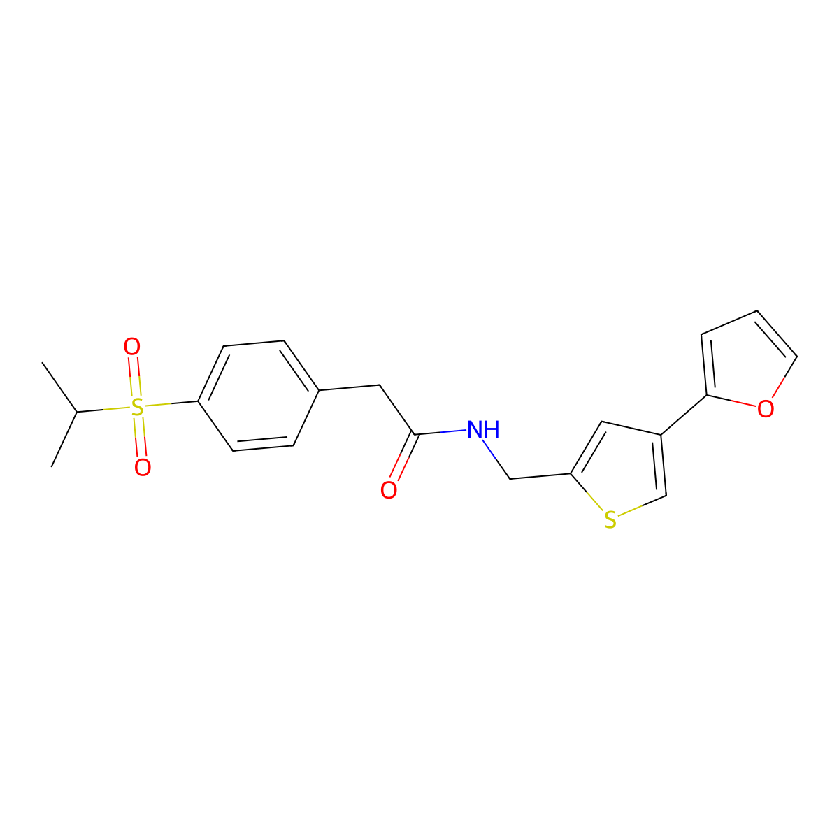 N-{[4-(furan-2-yl)thiophen-2-yl]methyl}-2-[4-(propane-2-sulfonyl)phenyl]acetamide molecular structure, CAS 2415553-63-6