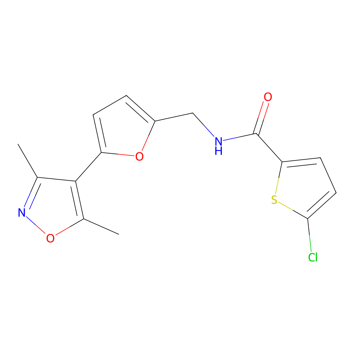 5-chloro-N-{[5-(3,5-dimethyl-1,2-oxazol-4-yl)furan-2-yl]methyl}thiophene-2-carboxamide molecular structure, CAS 2415553-67-0
