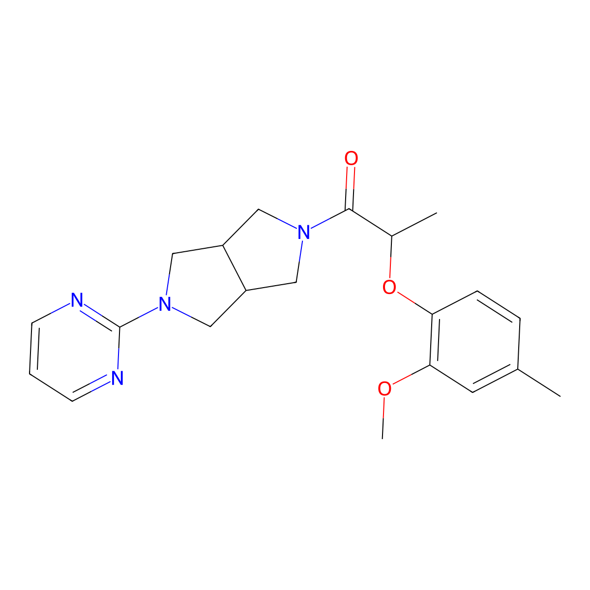 2-(2-Methoxy-4-methylphenoxy)-1-[5-(pyrimidin-2-yl)-octahydropyrrolo[3,4-c]pyrrol-2-yl]propan-1-one molecular structure, CAS 2415553-72-7