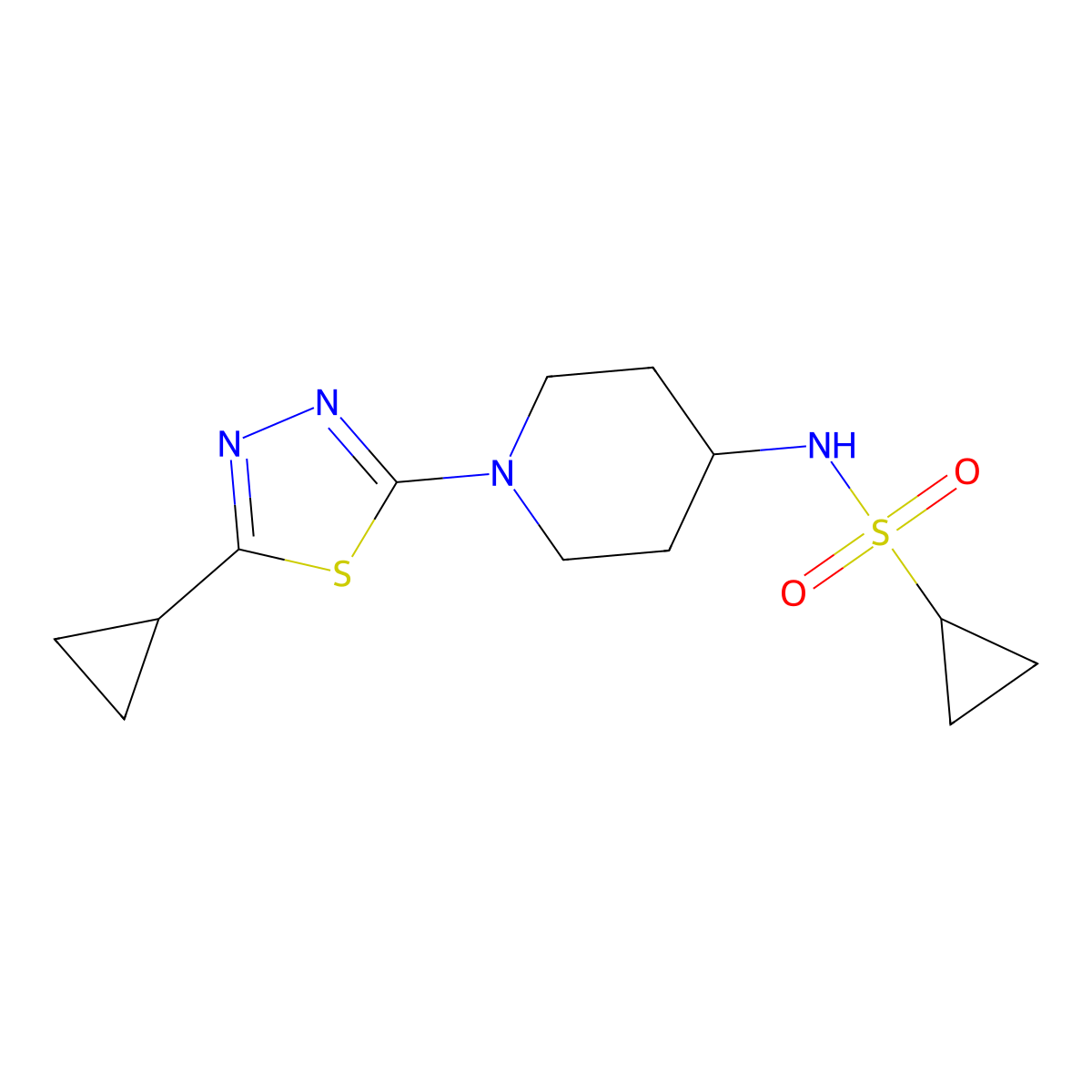 N-[1-(5-cyclopropyl-1,3,4-thiadiazol-2-yl)piperidin-4-yl]cyclopropanesulfonamide molecular structure, CAS 2415553-73-8