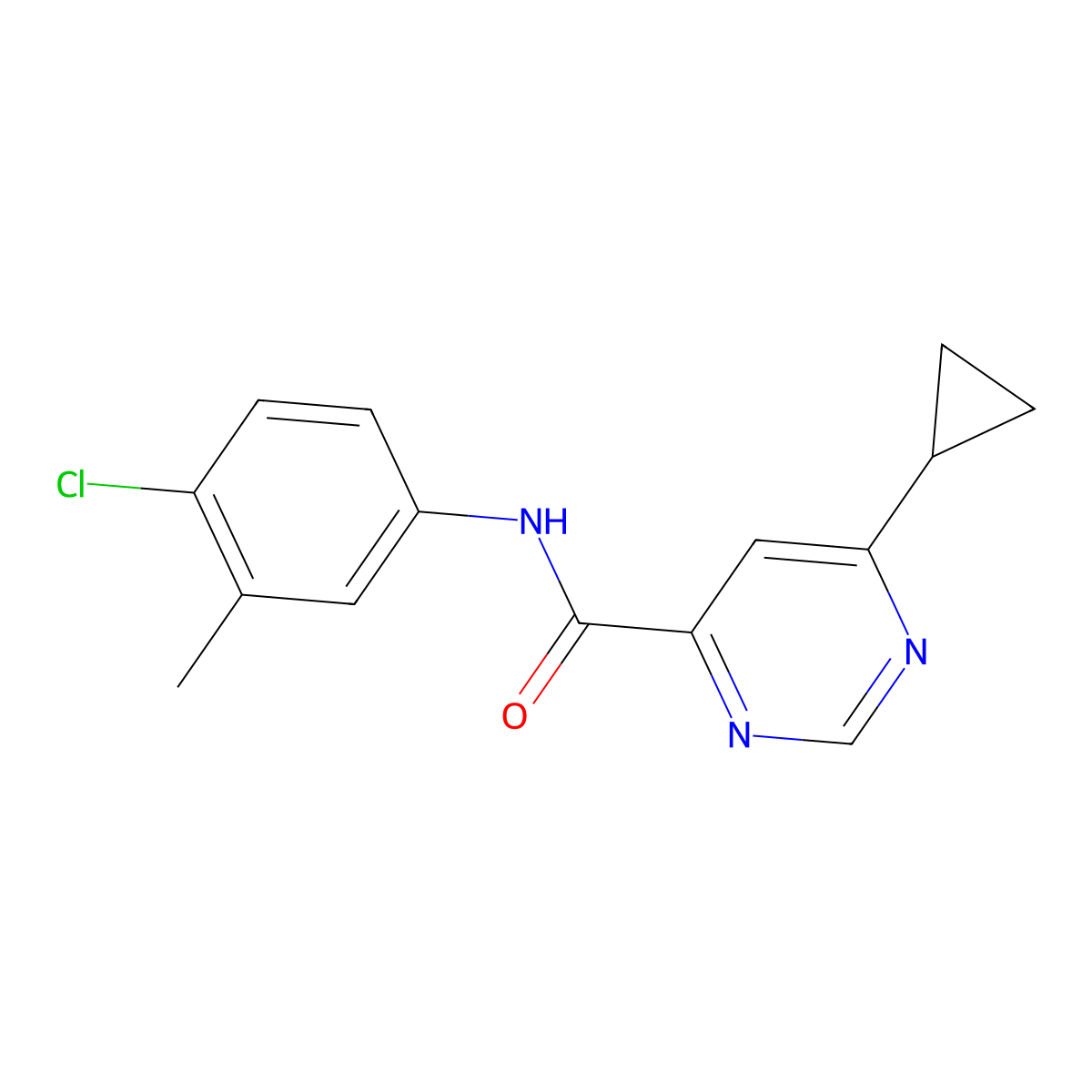 N-(4-Chloro-3-methylphenyl)-6-cyclopropylpyrimidine-4-carboxamide molecular structure, CAS 2415553-76-1
