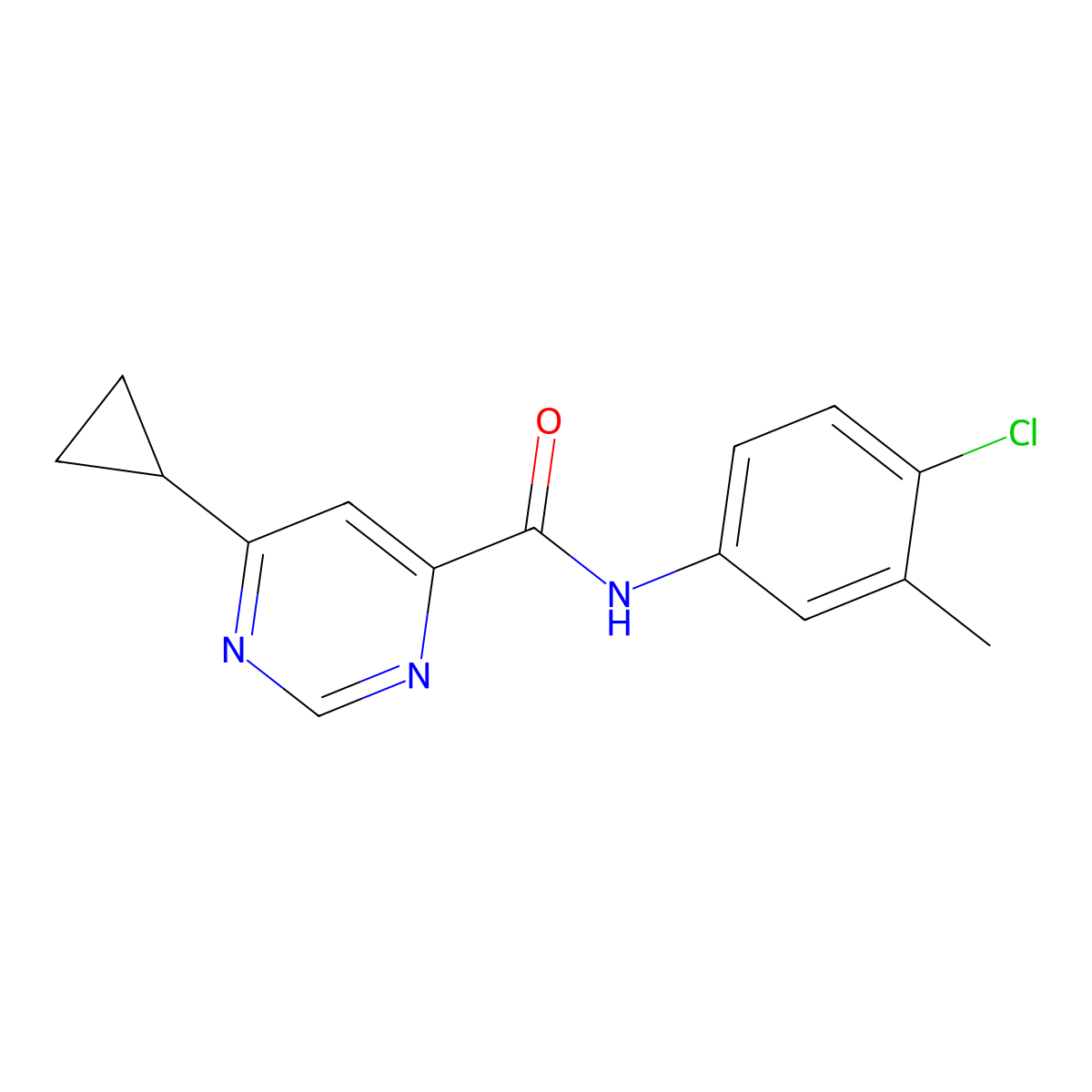 N-(4-Chloro-3-methylphenyl)-6-cyclopropylpyrimidine-4-carboxamide molecular structure, CAS 2415553-76-1