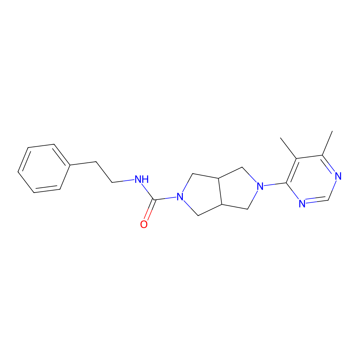 5-(5,6-dimethylpyrimidin-4-yl)-N-(2-phenylethyl)-octahydropyrrolo[3,4-c]pyrrole-2-carboxamide molecular structure, CAS 2415553-77-2