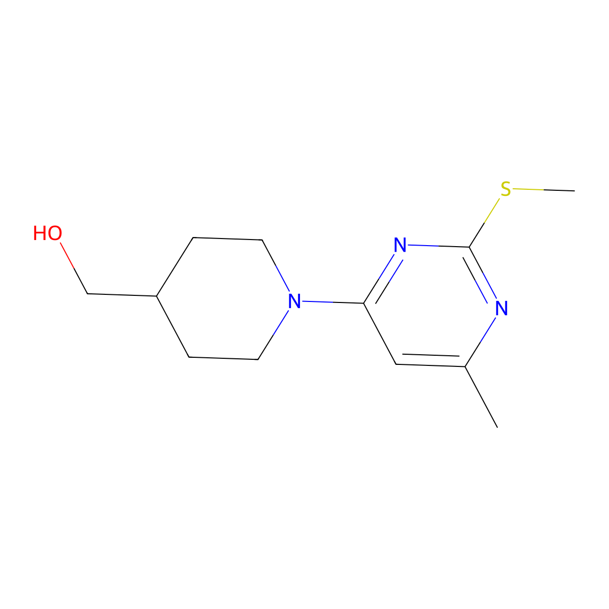 {1-[6-Methyl-2-(methylsulfanyl)pyrimidin-4-yl]piperidin-4-yl}methanol molecular structure, CAS 2415553-78-3