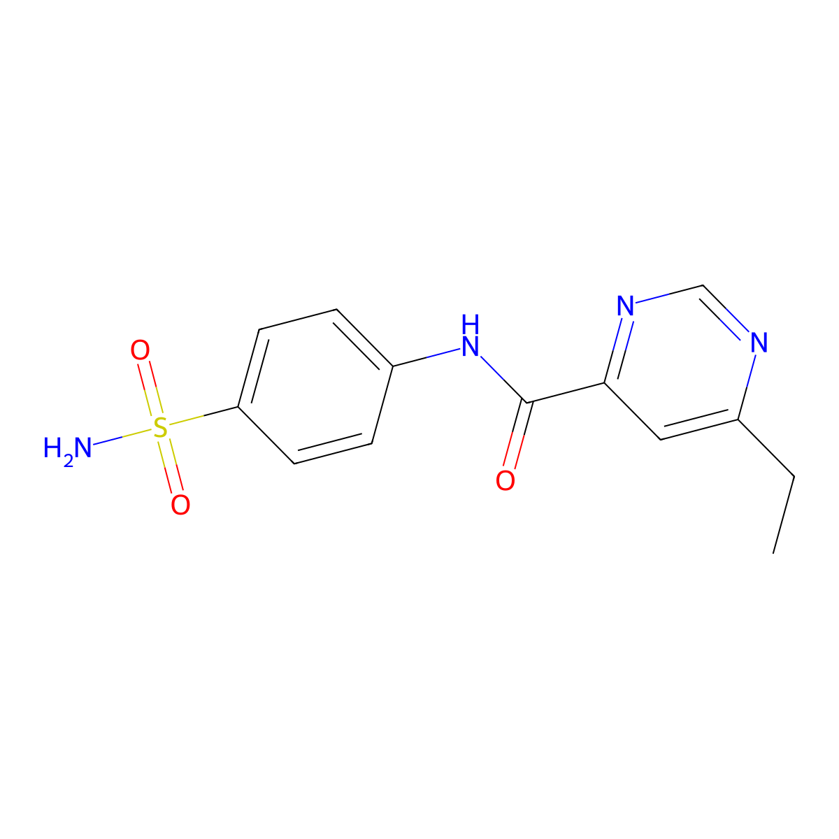6-Ethyl-N-(4-sulfamoylphenyl)pyrimidine-4-carboxamide molecular structure, CAS 2415553-81-8