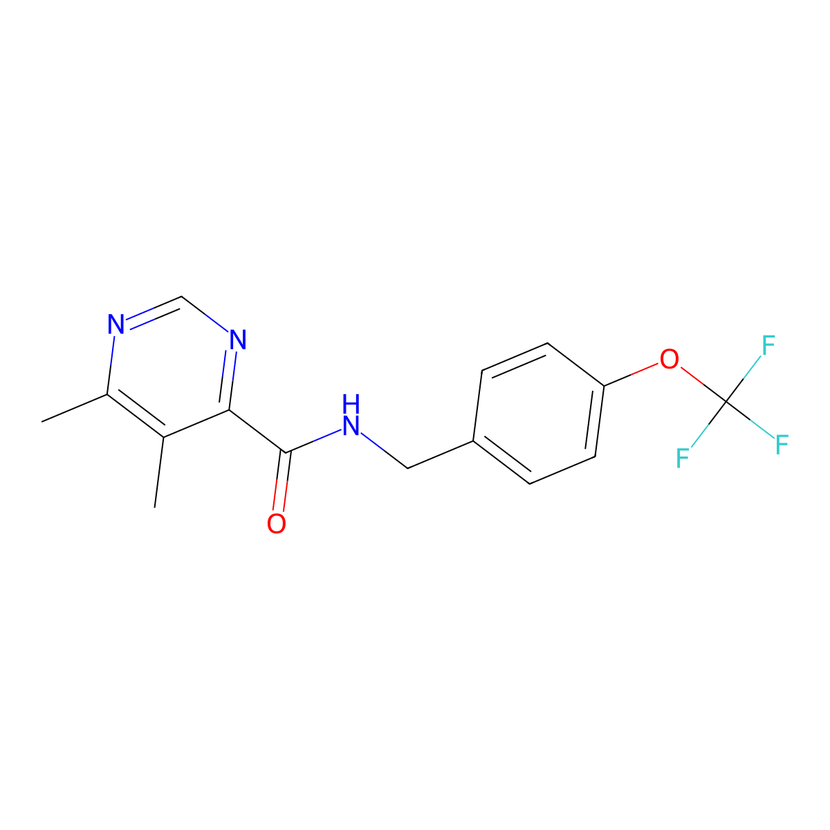 5,6-dimethyl-N-{[4-(trifluoromethoxy)phenyl]methyl}pyrimidine-4-carboxamide molecular structure, CAS 2415553-83-0