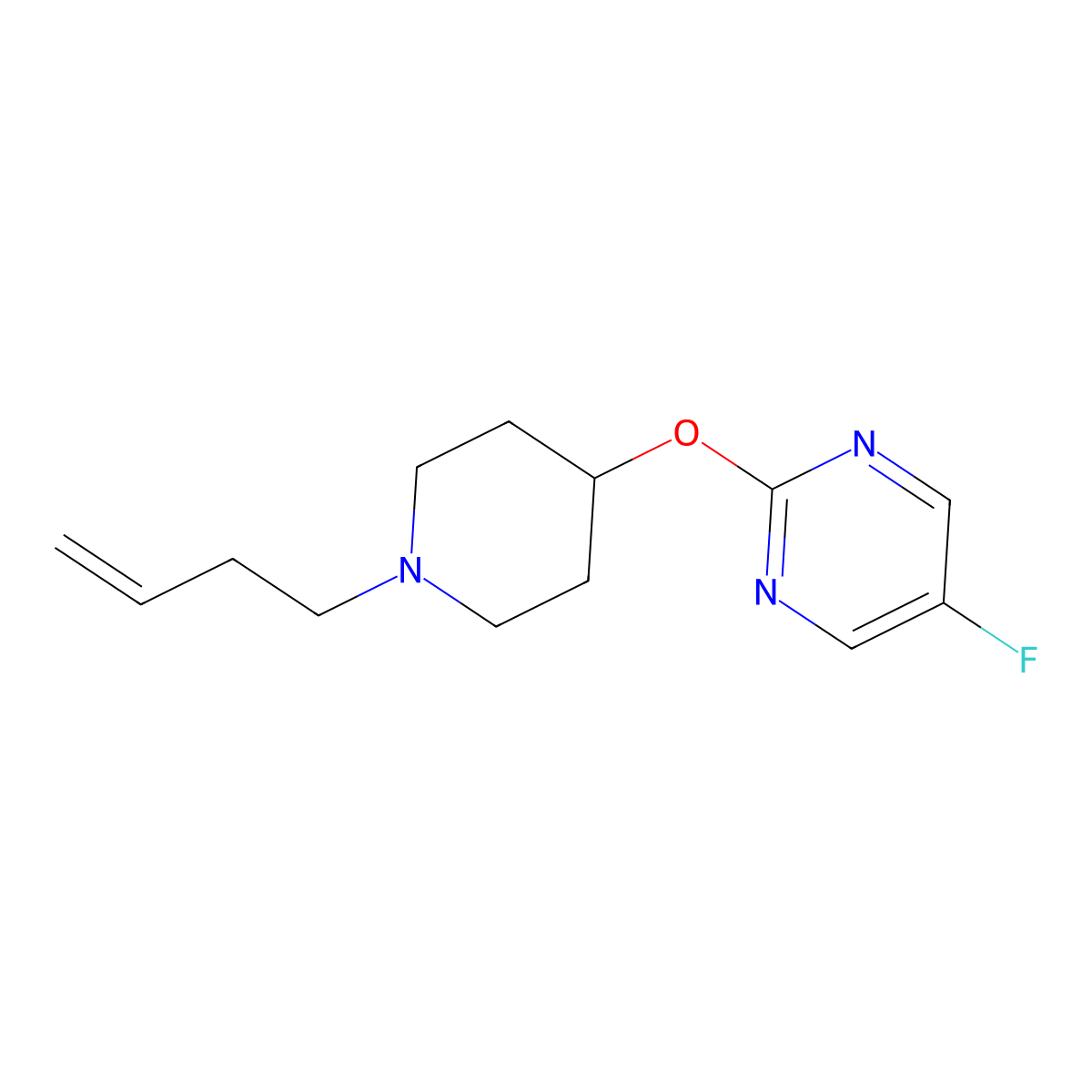 2-{[1-(But-3-en-1-yl)piperidin-4-yl]oxy}-5-fluoropyrimidine molecular structure, CAS 2415553-85-2