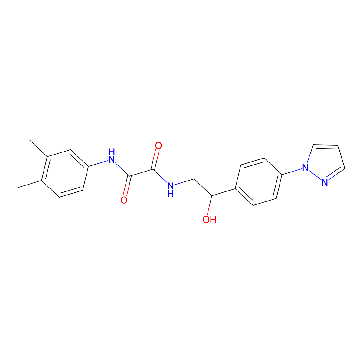 N'-(3,4-dimethylphenyl)-N-{2-hydroxy-2-[4-(1H-pyrazol-1-yl)phenyl]ethyl}ethanediamide molecular structure, CAS 2415553-89-6