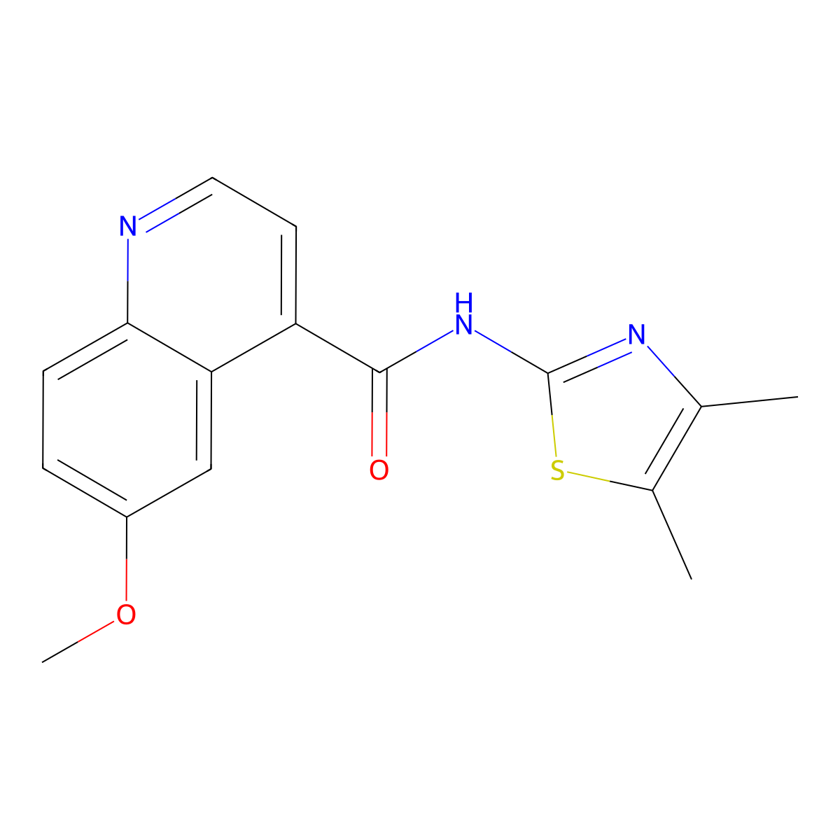 N-(4,5-dimethyl-1,3-thiazol-2-yl)-6-methoxyquinoline-4-carboxamide molecular structure, CAS 2415553-90-9
