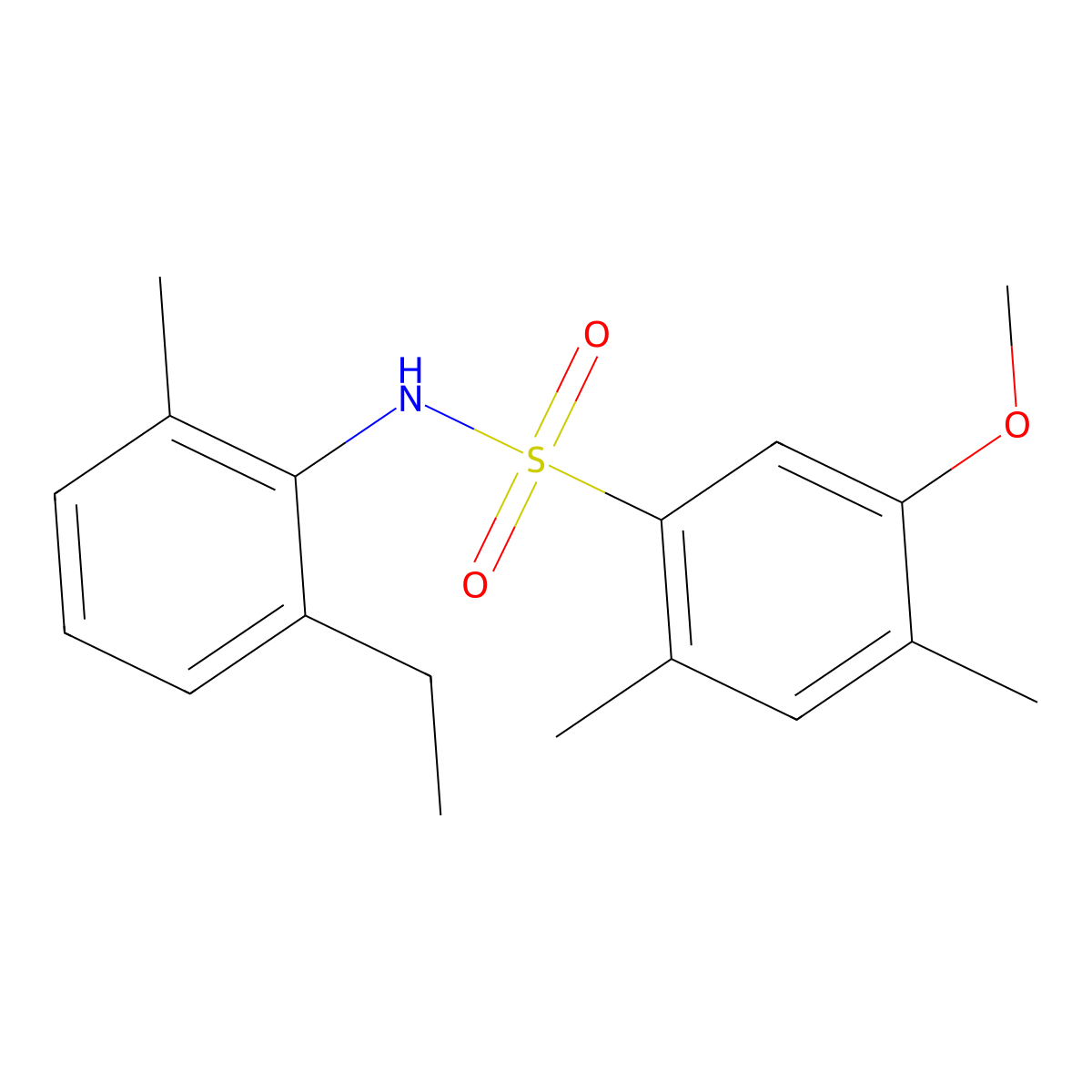 N-(2-ethyl-6-methylphenyl)-5-methoxy-2,4-dimethylbenzene-1-sulfonamide molecular structure, CAS 2415553-92-1
