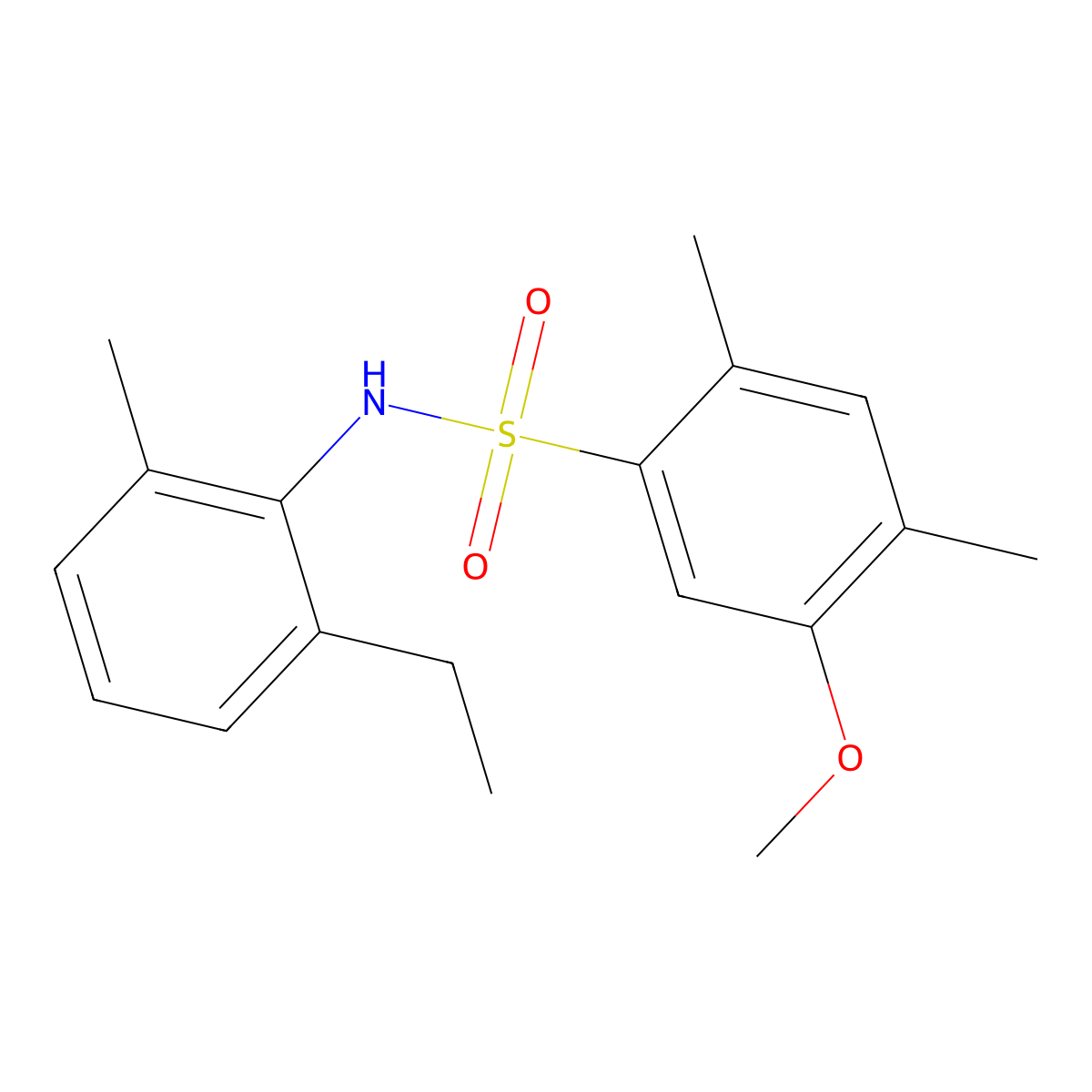 N-(2-ethyl-6-methylphenyl)-5-methoxy-2,4-dimethylbenzene-1-sulfonamide molecular structure, CAS 2415553-92-1