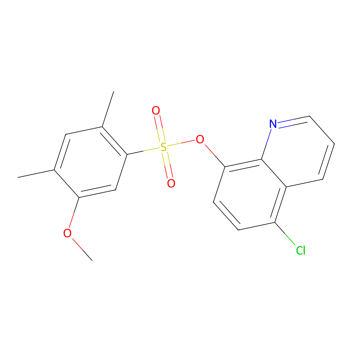5-Chloroquinolin-8-yl 5-methoxy-2,4-dimethylbenzene-1-sulfonate molecular structure, CAS 2415553-94-3