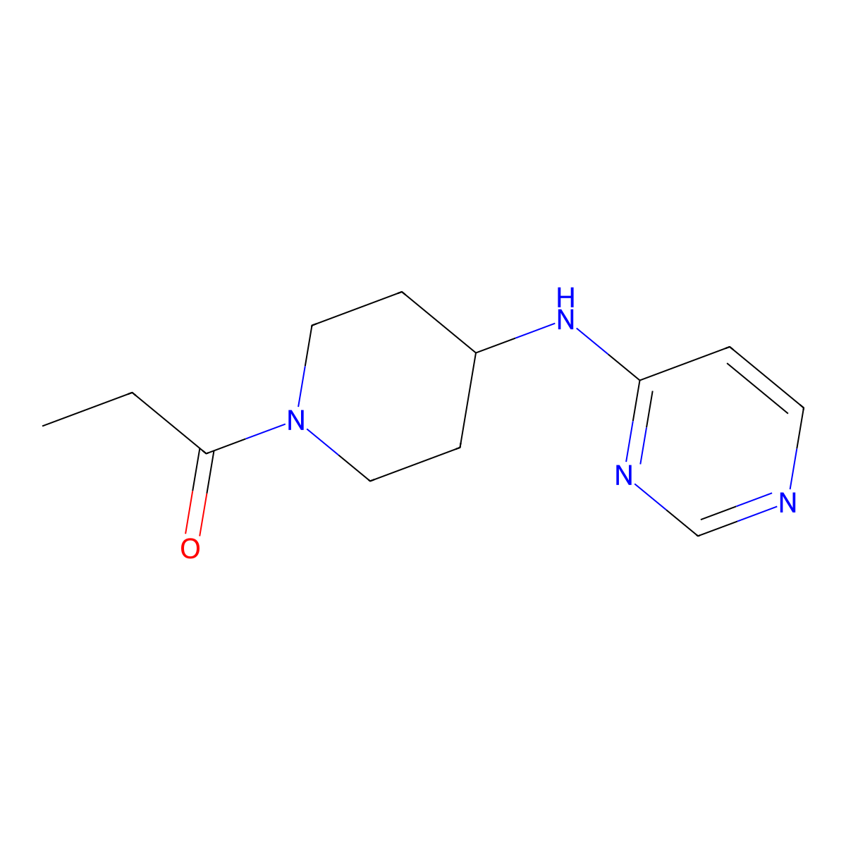 1-{4-[(Pyrimidin-4-yl)amino]piperidin-1-yl}propan-1-one molecular structure, CAS 2415554-04-8