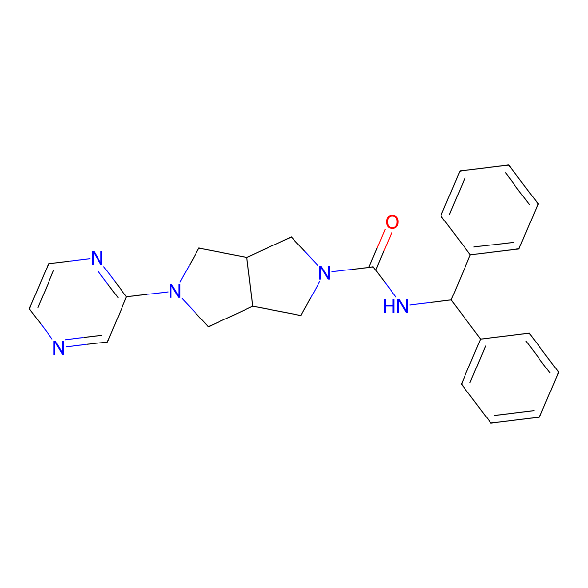N-(diphenylmethyl)-5-(pyrazin-2-yl)-octahydropyrrolo[3,4-c]pyrrole-2-carboxamide molecular structure, CAS 2415554-06-0