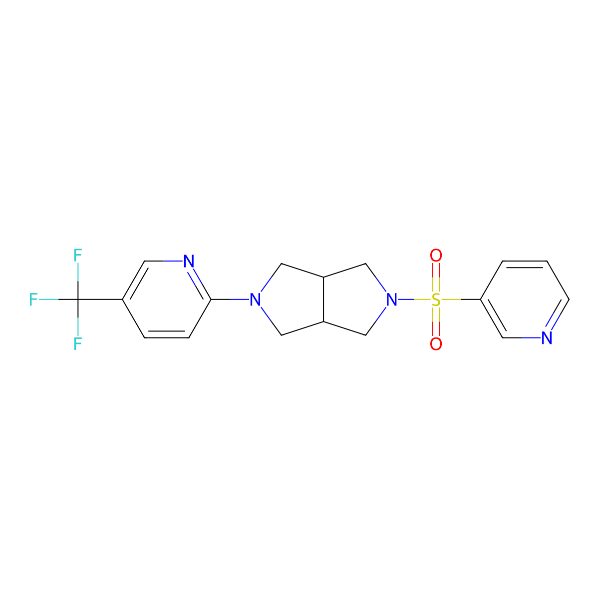2-[5-(Pyridine-3-sulfonyl)-octahydropyrrolo[3,4-c]pyrrol-2-yl]-5-(trifluoromethyl)pyridine molecular structure, CAS 2415554-12-8