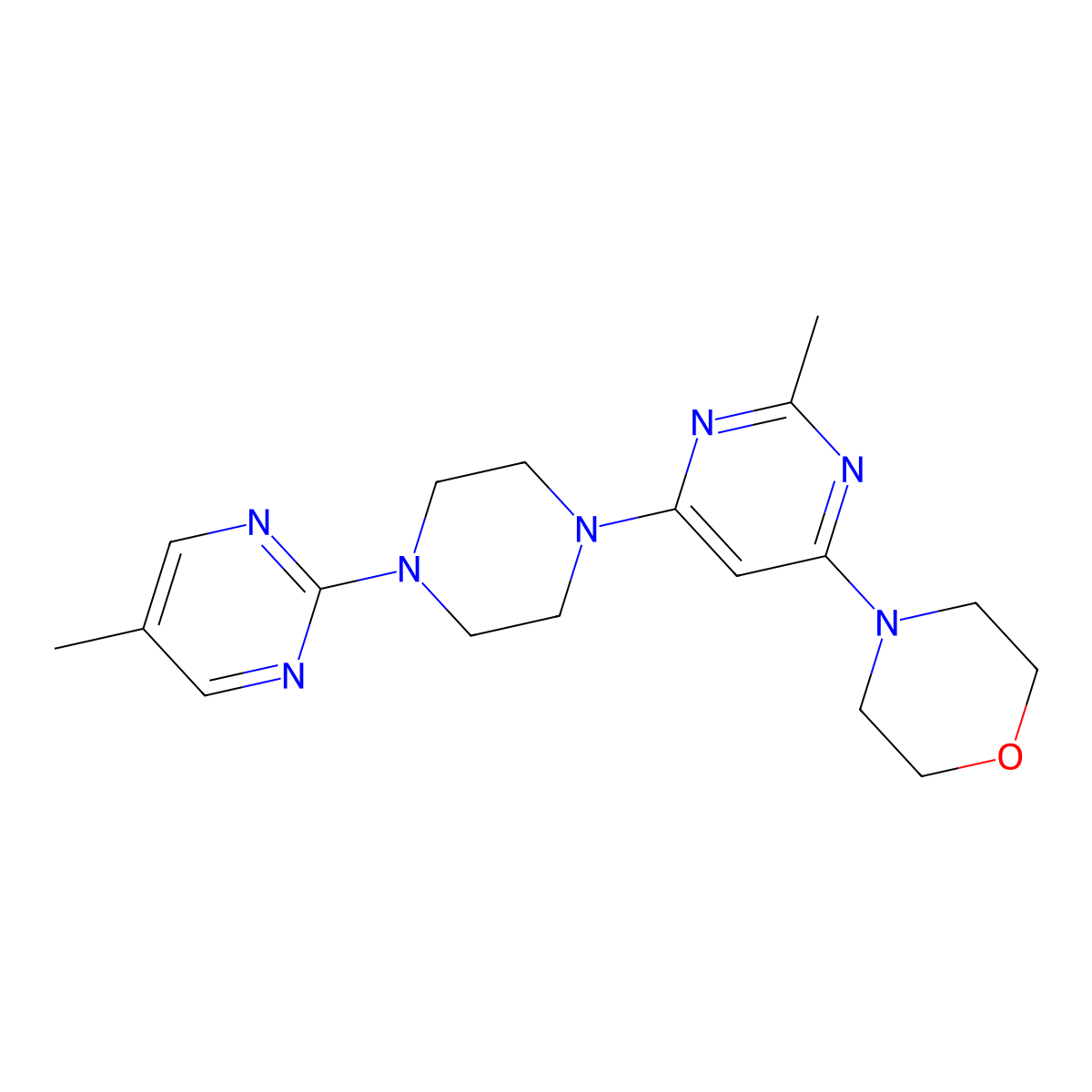 4-{2-Methyl-6-[4-(5-methylpyrimidin-2-yl)piperazin-1-yl]pyrimidin-4-yl}morpholine molecular structure, CAS 2415554-13-9