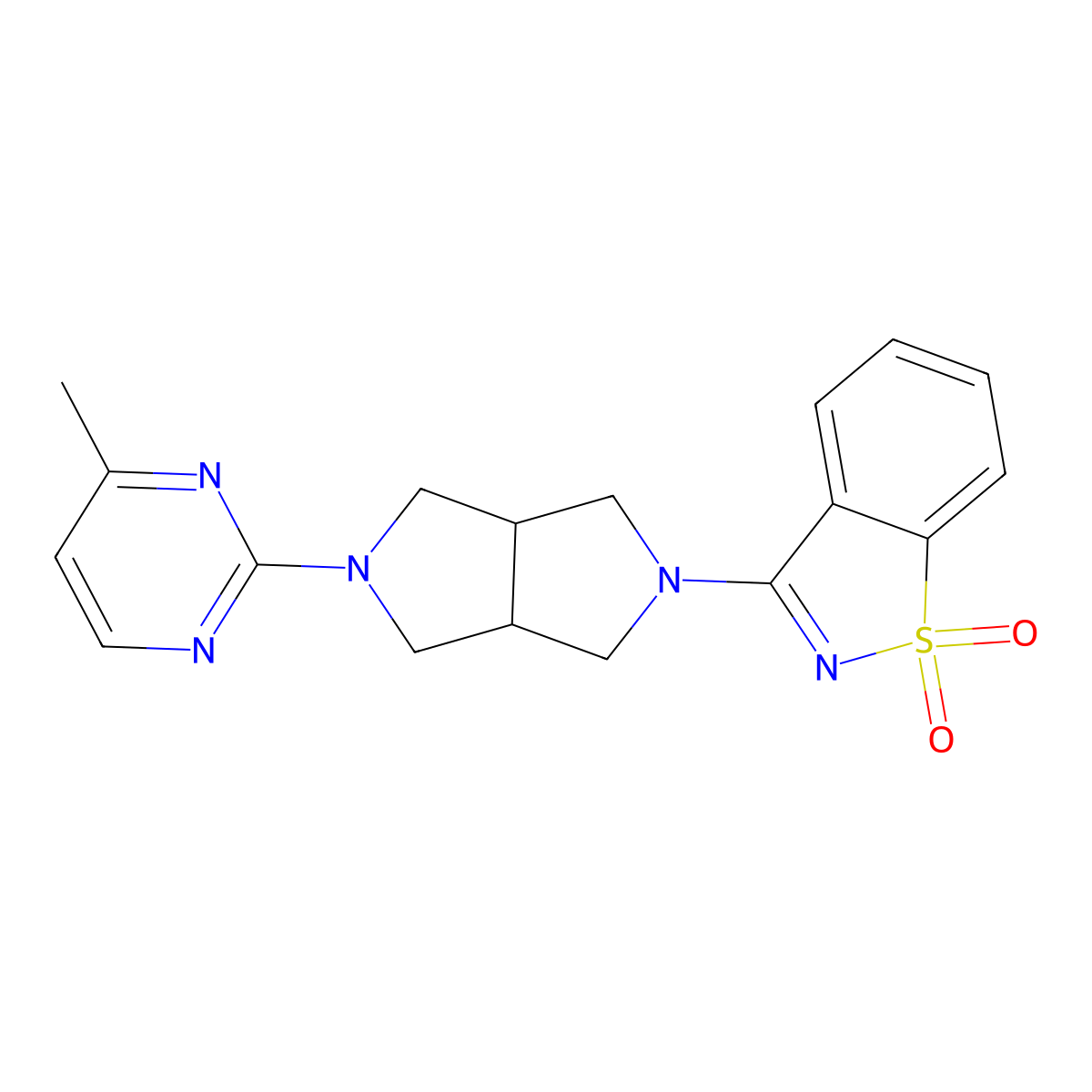 3-[5-(4-Methylpyrimidin-2-yl)-octahydropyrrolo[3,4-c]pyrrol-2-yl]-1lambda6,2-benzothiazole-1,1-dione molecular structure, CAS 2415554-17-3