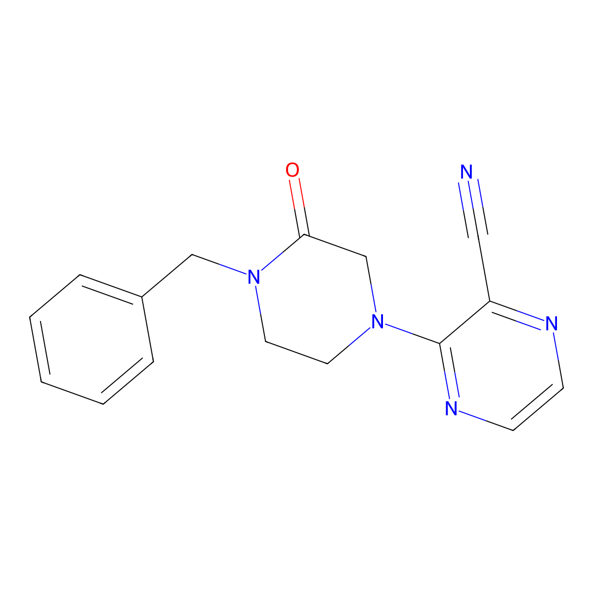 3-(4-Benzyl-3-oxopiperazin-1-yl)pyrazine-2-carbonitrile molecular structure, CAS 2415554-19-5