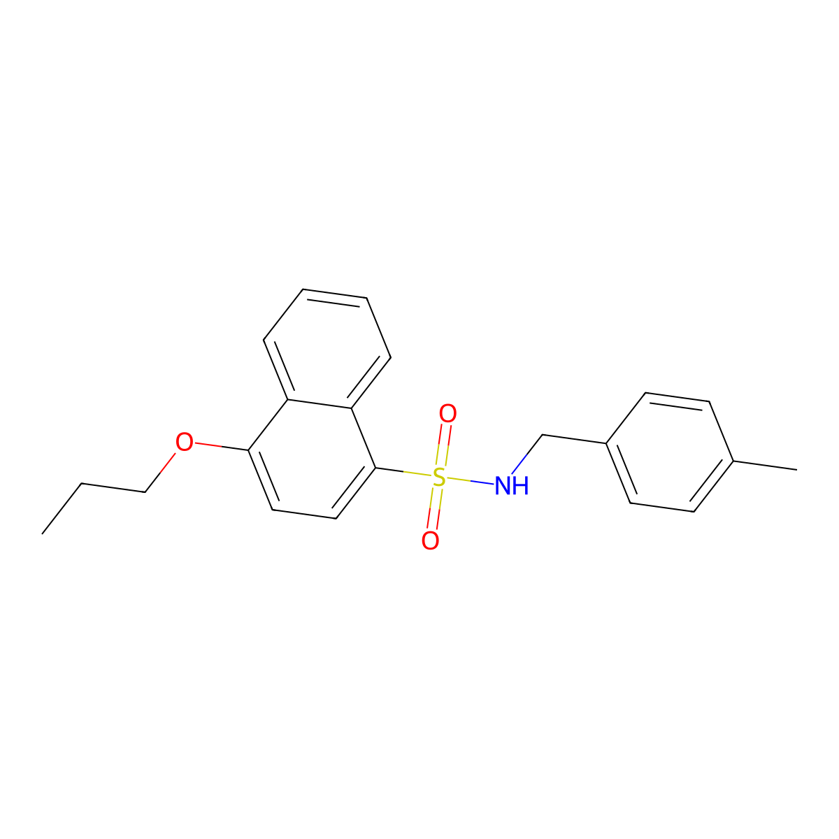N-[(4-methylphenyl)methyl]-4-propoxynaphthalene-1-sulfonamide molecular structure, CAS 2415554-24-2