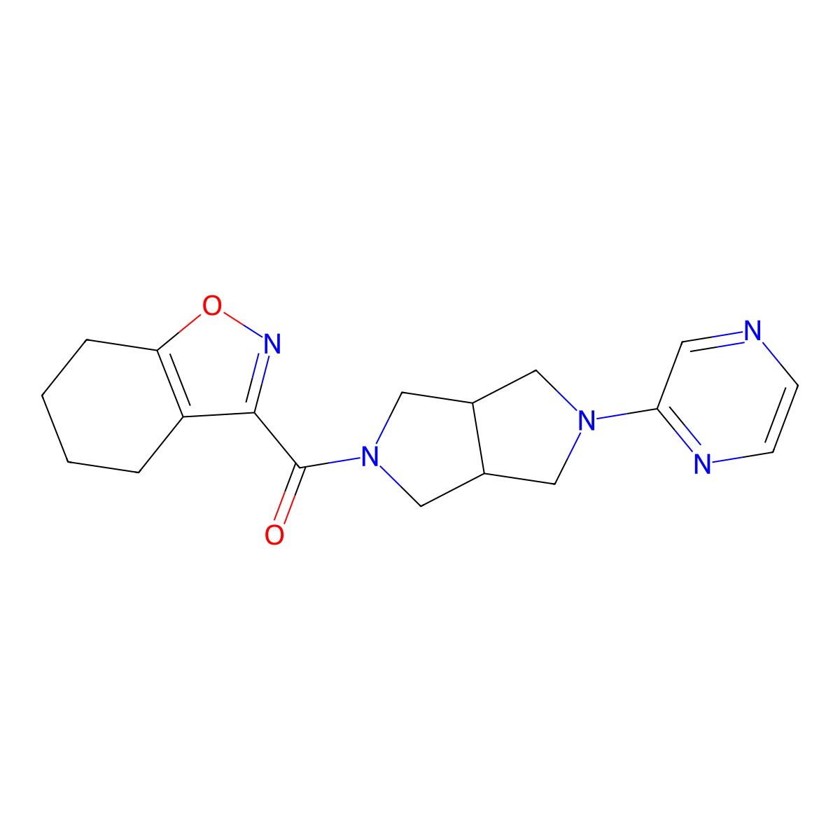 3-[5-(Pyrazin-2-yl)-octahydropyrrolo[3,4-c]pyrrole-2-carbonyl]-4,5,6,7-tetrahydro-1,2-benzoxazole molecular structure, CAS 2415554-25-3