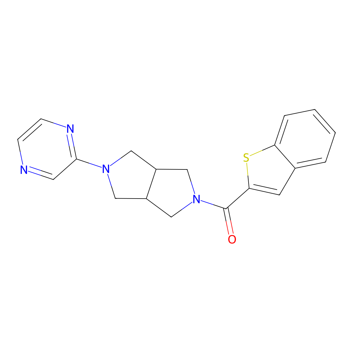 2-[5-(1-Benzothiophene-2-carbonyl)-octahydropyrrolo[3,4-c]pyrrol-2-yl]pyrazine molecular structure, CAS 2415554-31-1