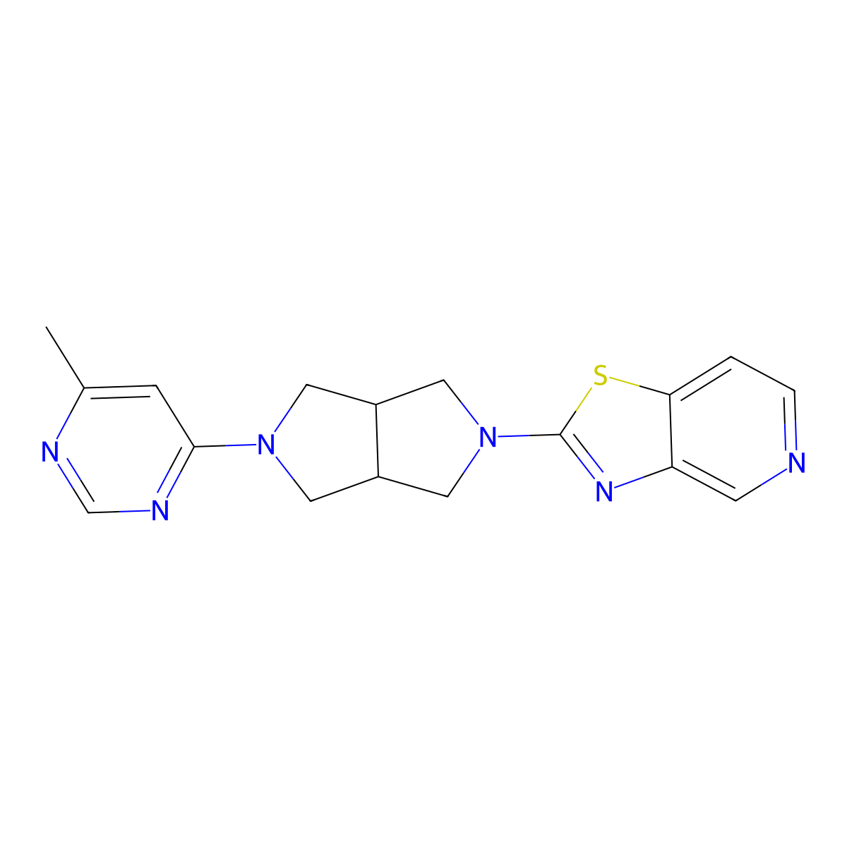 4-Methyl-6-(5-{[1,3]thiazolo[4,5-c]pyridin-2-yl}-octahydropyrrolo[3,4-c]pyrrol-2-yl)pyrimidine molecular structure, CAS 2415554-34-4