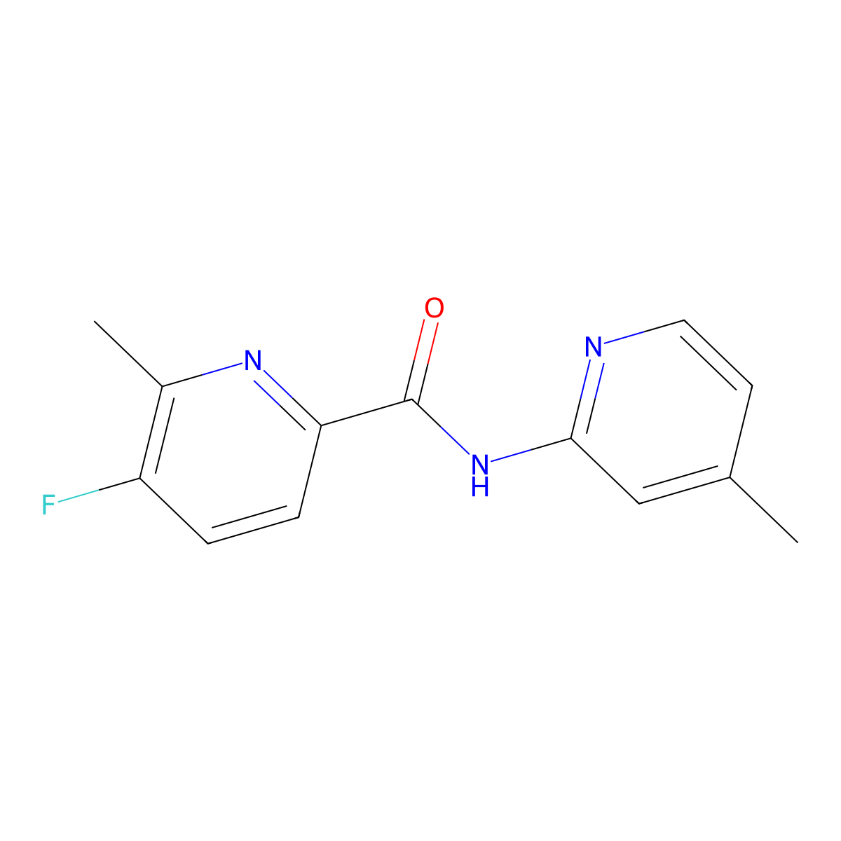 5-Fluoro-6-methyl-N-(4-methylpyridin-2-yl)pyridine-2-carboxamide molecular structure, CAS 2415554-36-6