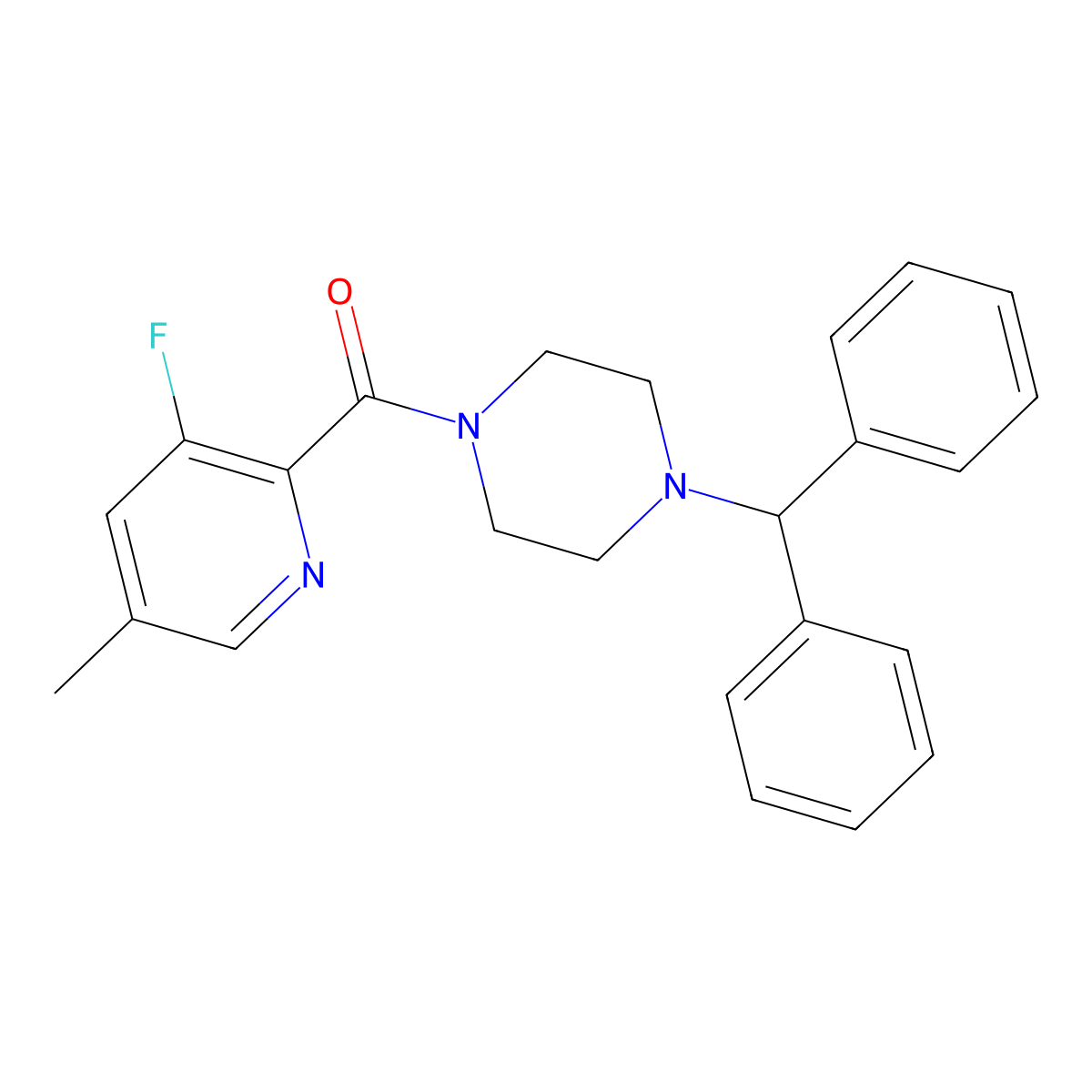 1-(Diphenylmethyl)-4-(3-fluoro-5-methylpyridine-2-carbonyl)piperazine molecular structure, CAS 2415554-42-4