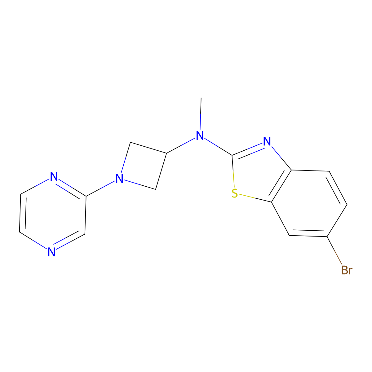 6-bromo-N-methyl-N-[1-(pyrazin-2-yl)azetidin-3-yl]-1,3-benzothiazol-2-amine molecular structure, CAS 2415554-44-6