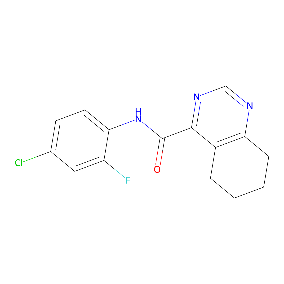N-(4-Chloro-2-fluorophenyl)-5,6,7,8-tetrahydroquinazoline-4-carboxamide molecular structure, CAS 2415554-46-8
