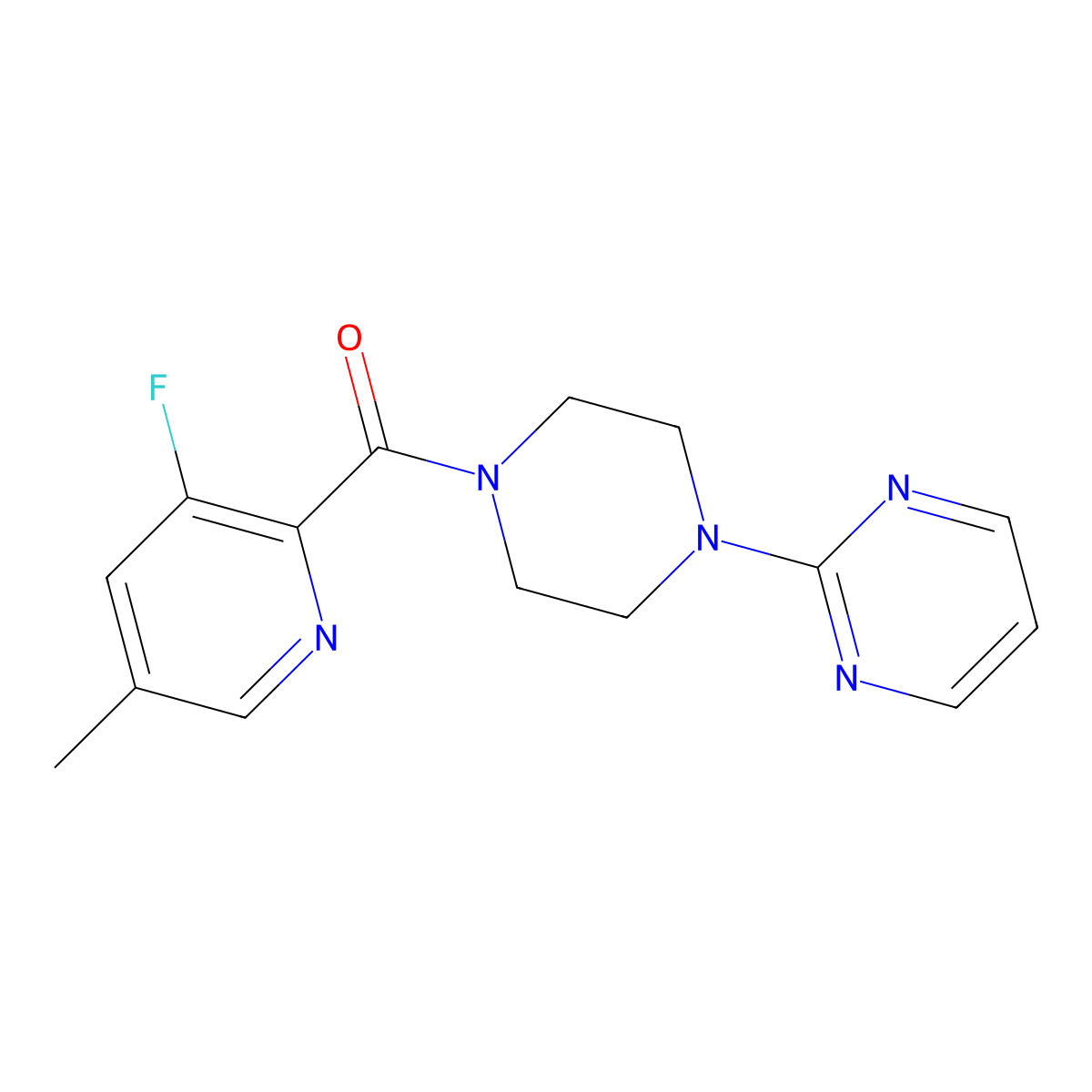 2-[4-(3-Fluoro-5-methylpyridine-2-carbonyl)piperazin-1-yl]pyrimidine molecular structure, CAS 2415554-48-0