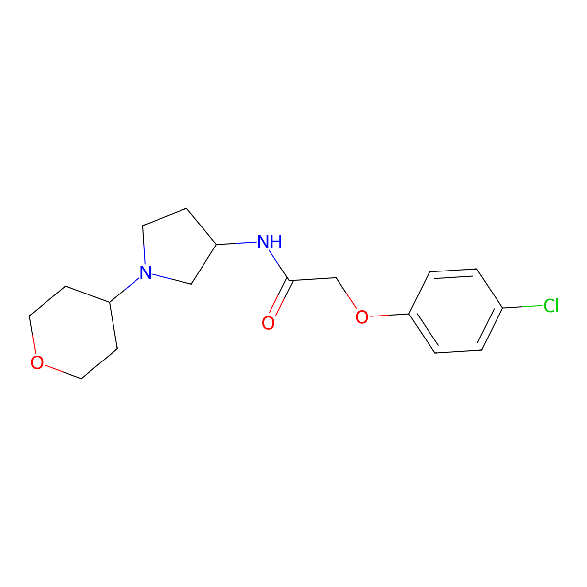 2-(4-Chlorophenoxy)-N-[1-(oxan-4-yl)pyrrolidin-3-yl]acetamide molecular structure, CAS 2415554-49-1