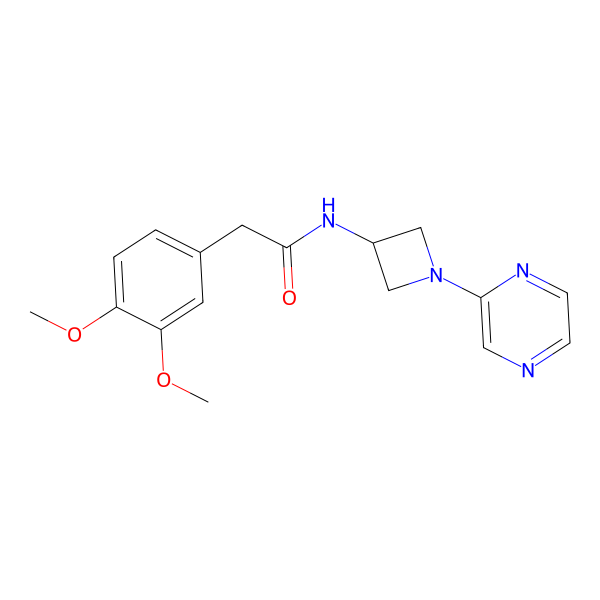 2-(3,4-dimethoxyphenyl)-N-[1-(pyrazin-2-yl)azetidin-3-yl]acetamide molecular structure, CAS 2415554-58-2
