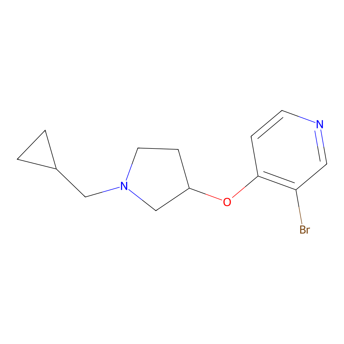 3-Bromo-4-{[1-(cyclopropylmethyl)pyrrolidin-3-yl]oxy}pyridine molecular structure, CAS 2415554-64-0