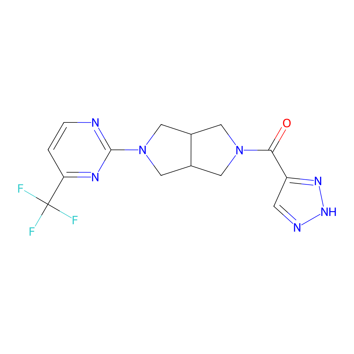 2-[5-(2H-1,2,3-triazole-4-carbonyl)-octahydropyrrolo[3,4-c]pyrrol-2-yl]-4-(trifluoromethyl)pyrimidine molecular structure, CAS 2415554-68-4
