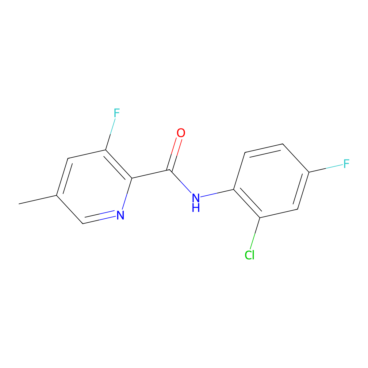 N-(2-chloro-4-fluorophenyl)-3-fluoro-5-methylpyridine-2-carboxamide molecular structure, CAS 2415554-69-5