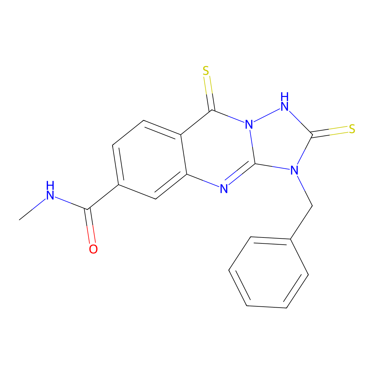 3-benzyl-N-methyl-2,9-disulfanylidene-1H,2H,3H,9H-[1,2,4]triazolo[3,2-b]quinazoline-6-carboxamide molecular structure, CAS 2415554-70-8