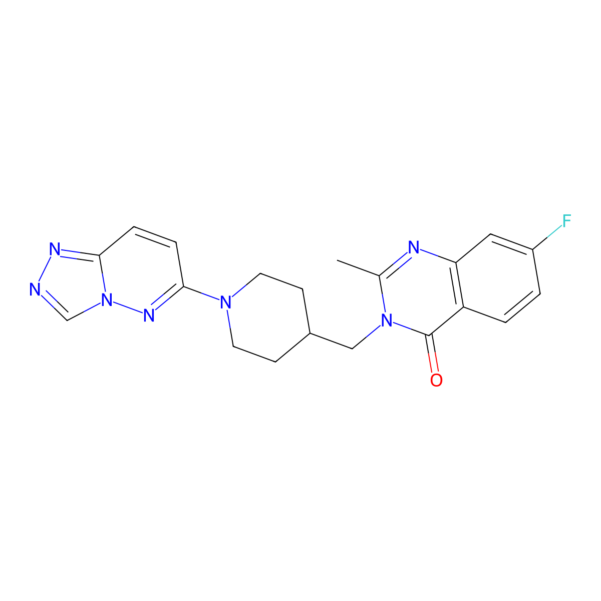 7-Fluoro-2-methyl-3-[(1-{[1,2,4]triazolo[4,3-b]pyridazin-6-yl}piperidin-4-yl)methyl]-3,4-dihydroquinazolin-4-one molecular structure, CAS 2415554-78-6