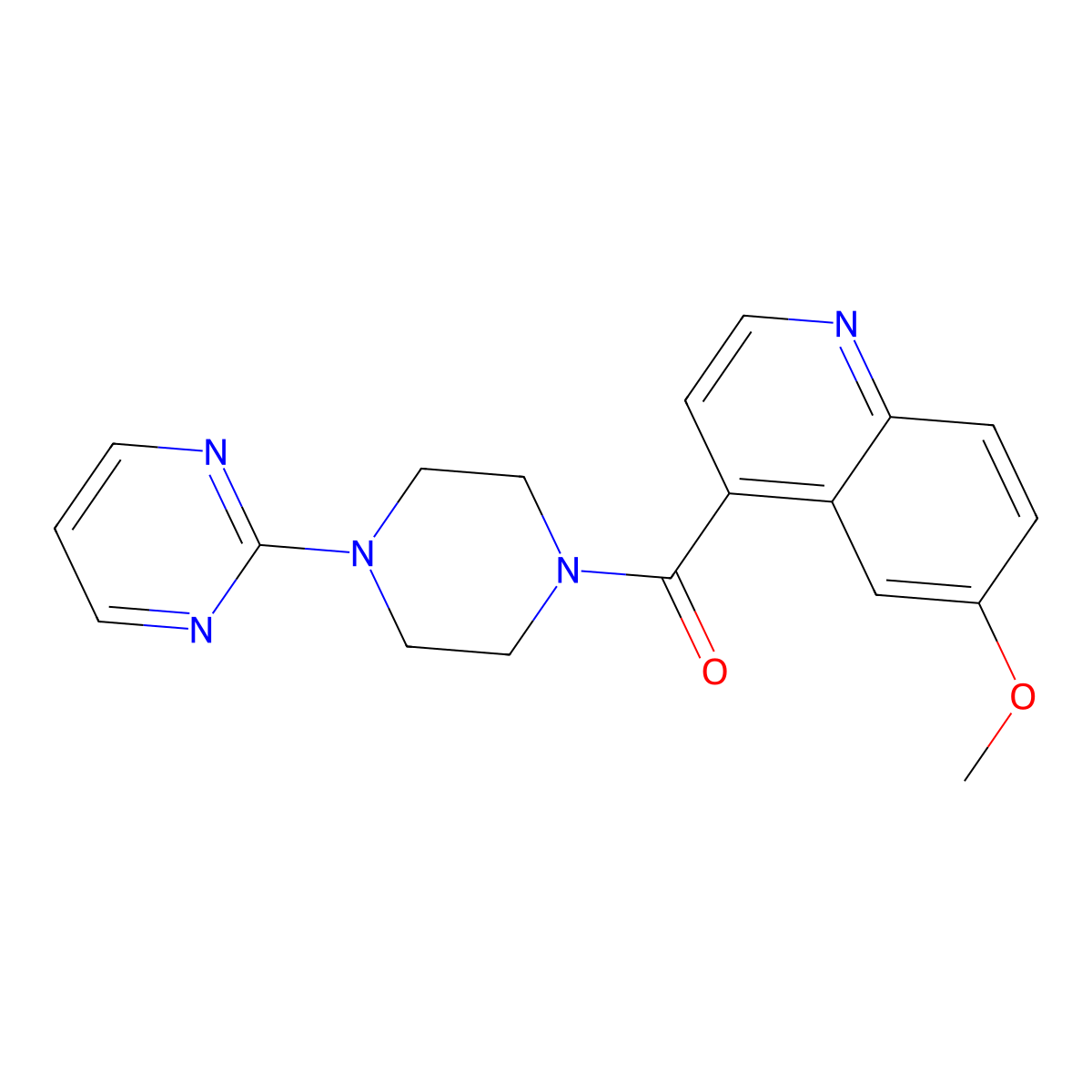 6-Methoxy-4-[4-(pyrimidin-2-yl)piperazine-1-carbonyl]quinoline molecular structure, CAS 2415554-79-7